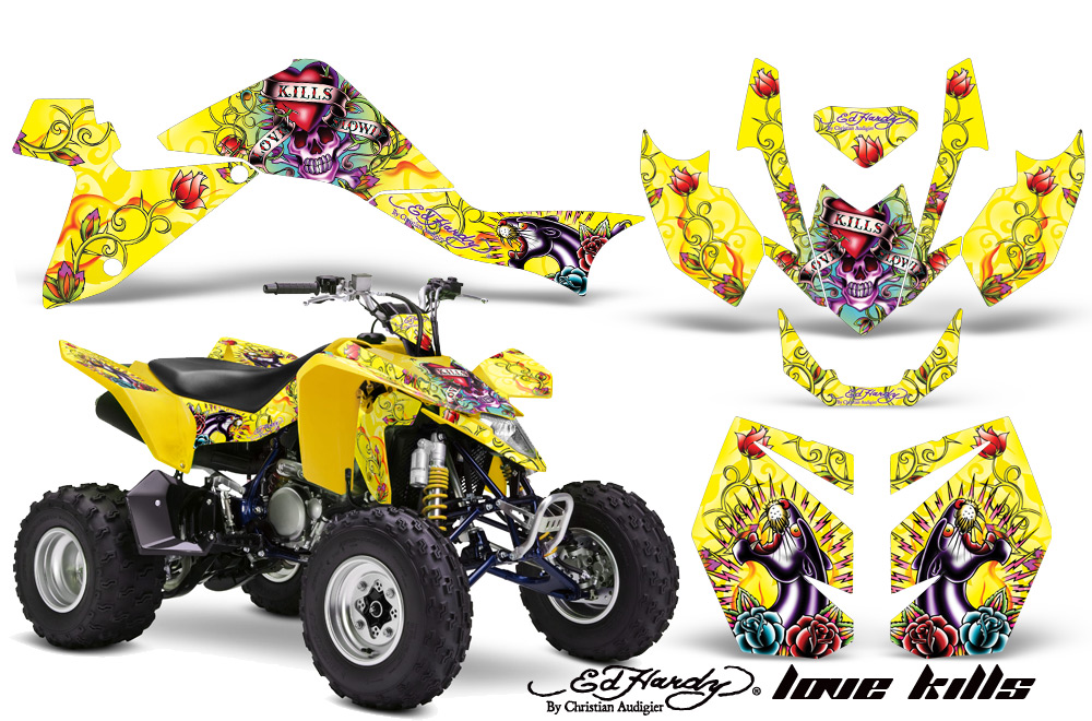 Suzuki LTZ400 09 Graphics Kit EH LoveKills Yellow